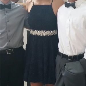 Navy blue jeweled homecoming dress